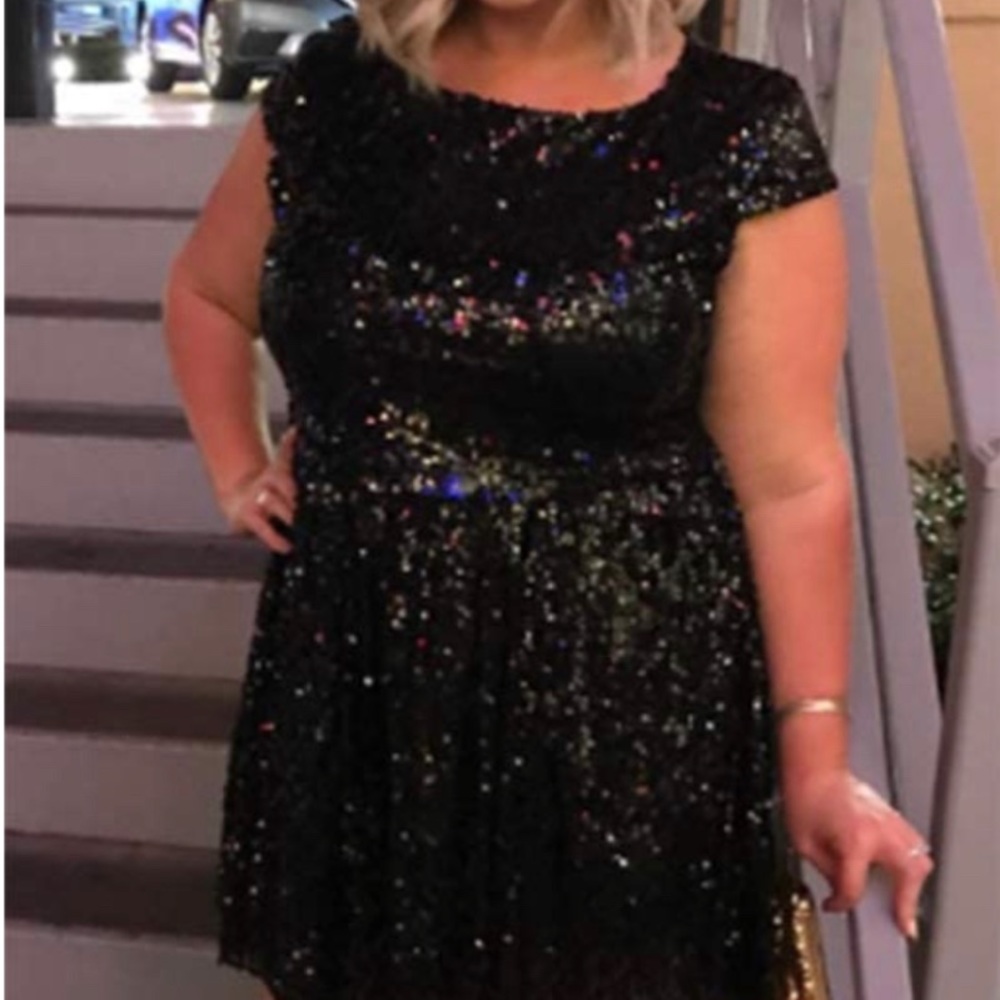 Plus size skater sequin dress